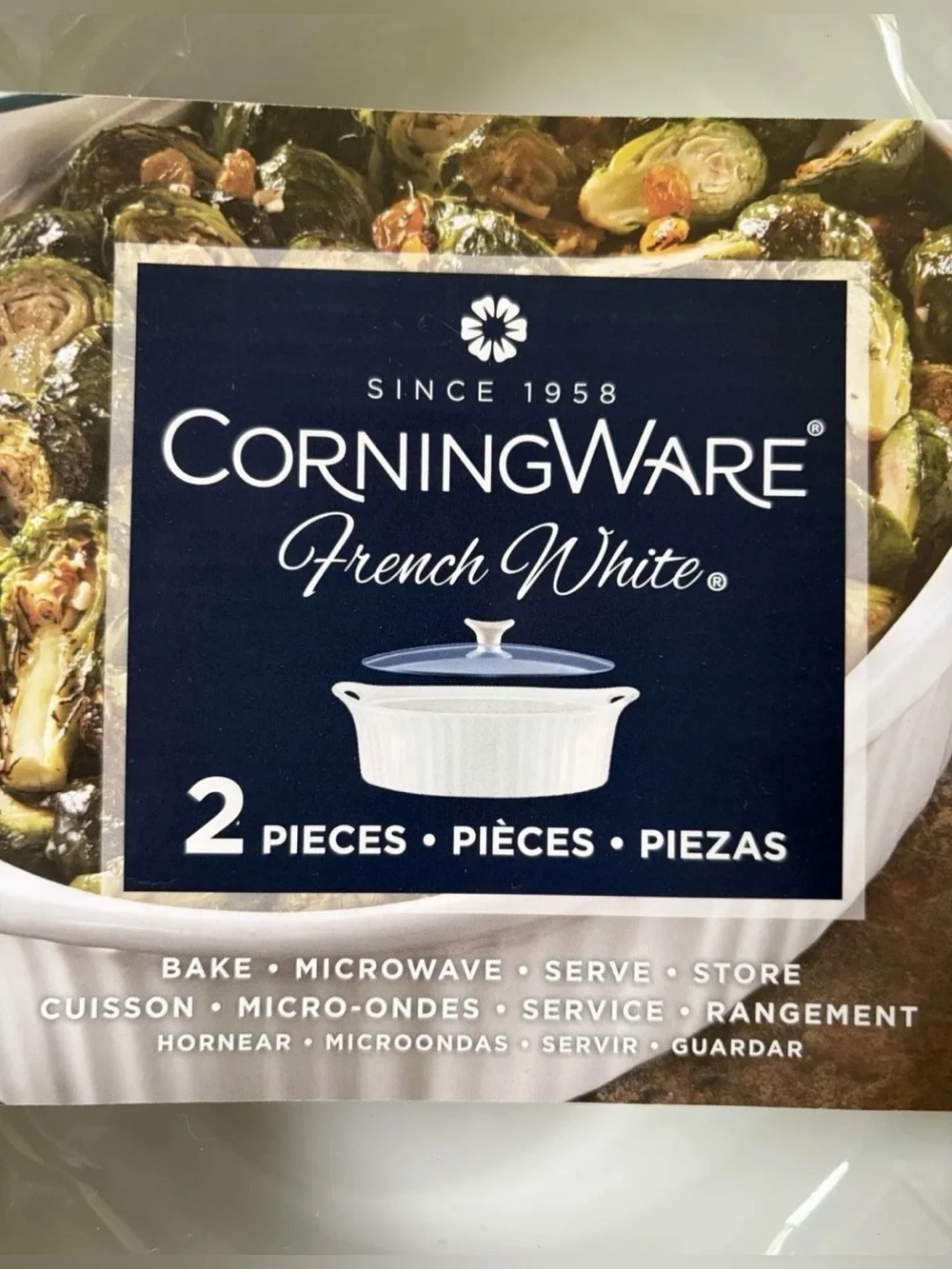 NWT Corning Ware 2.5-Qt French White Oval Ceramic Casserole Dish w/ Glass Cover